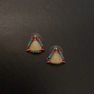 White stone post back earrings